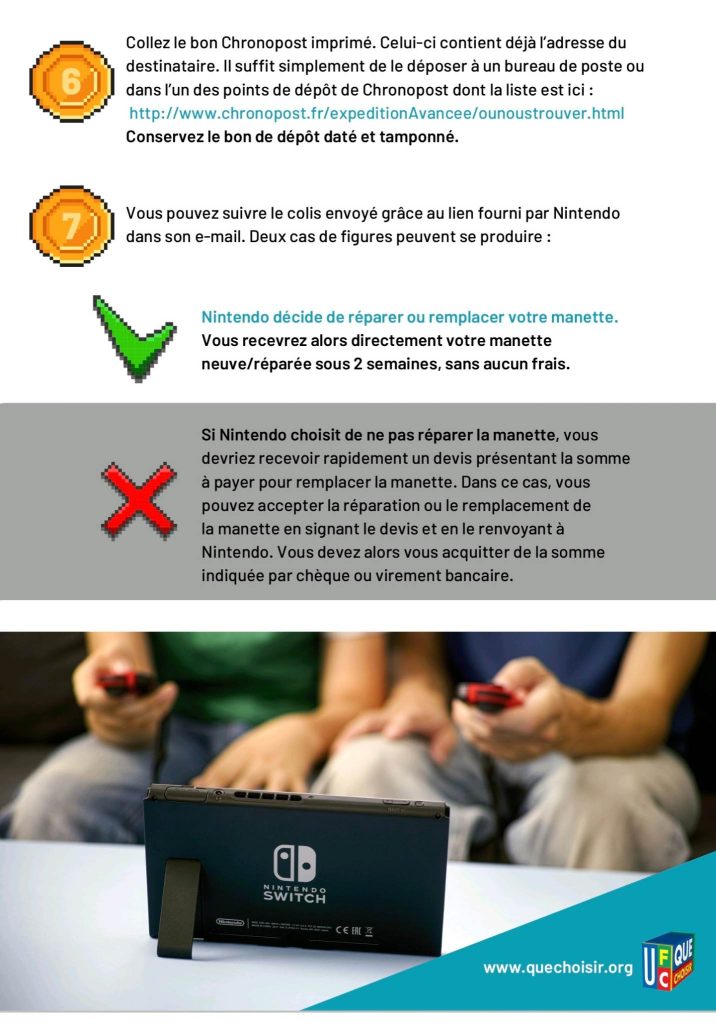Guide Comment faire réparer sa manette Nintendo Switch gratuitement - TestMoiJeuxVideo.Fr - UFC Que Choisir - Nintendo 04