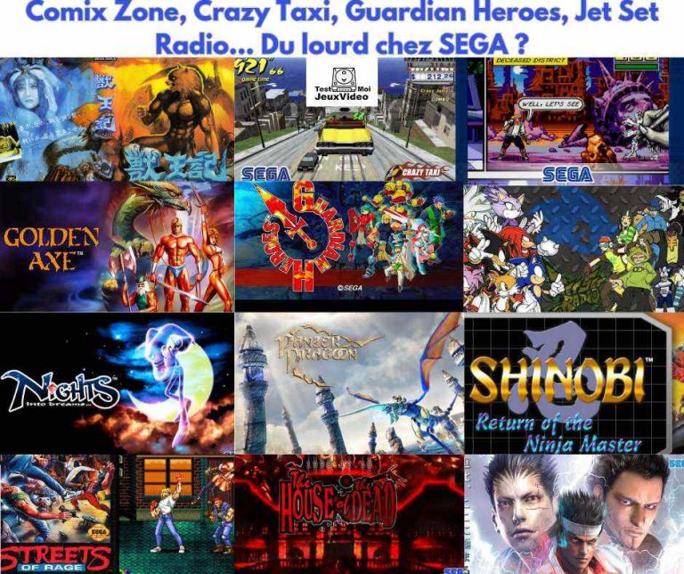 Altered Beast, Comix Zone, Crazy Taxi, Golden Axe, Guardian Heroes, Jet Set Radio, Nights Into Dreams, Panzer Dragoon, Shinobi, Sonic the Hedgehog, Street Of Rage, The House of the Dead, Virtua Fighter... Du Lourd chez SEGA ? TestMoiJeuxVidéo.Fr
